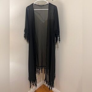 For Love And Lemons Black Sheer Cover-Up